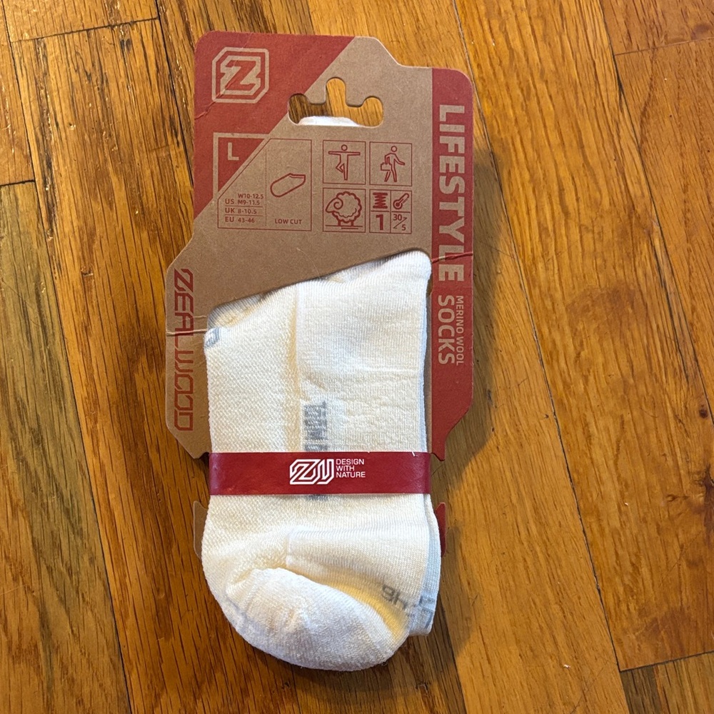 Zeal Wood Cream Low Cut Merino Wool Socks W 10-12.5 Men 9-11.5